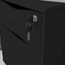 Gaveteiro 03 Gavetas com Rodízios Preto Face