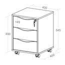 Gaveteiro 03 Gavetas com Rodízios Preto Face