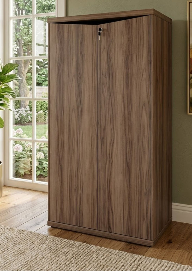 Armário 2 portas com chave Nogal/Preto