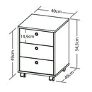 Gaveteiro 03 Gavetas com Rodinhas Preto